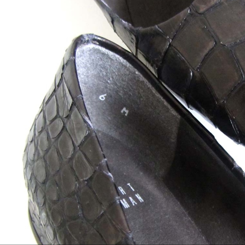 Stuart Weitzman Croc Embossed Pointed Toe Flats 6 - image 6